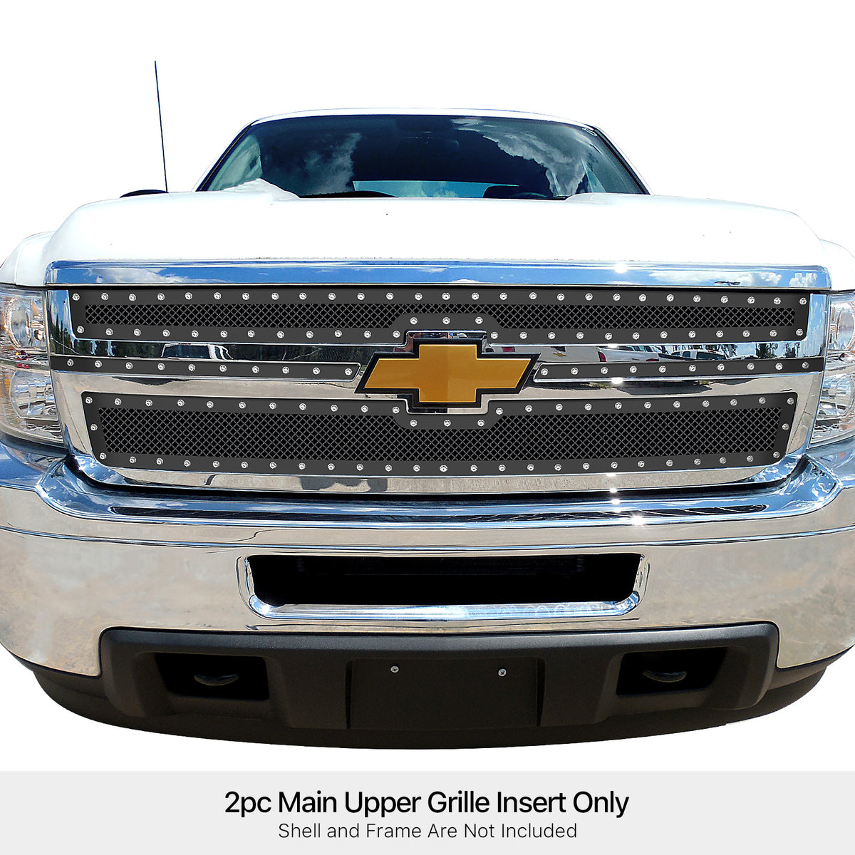 Stainless Steel Main Upper Rivet Grille 2011-2014 Chevy Silverado 2500 HD /2011-2014 Chevy Silverado 3500 HD GR03LEA73H