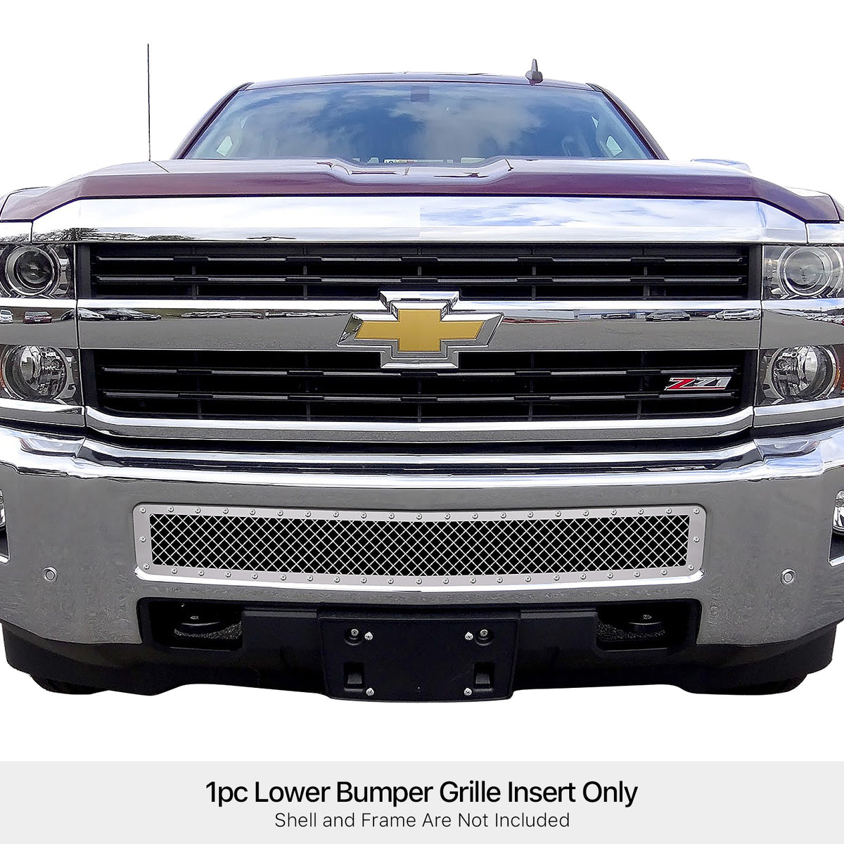 Stainless Steel Lower Bumper Rivet Grille 2015-2019 Chevy Silverado 3500 HD Without Parking Sensor/2015-2019 Chevy Silverado 2500 HD Without Parking Sensor GR03LEA84S