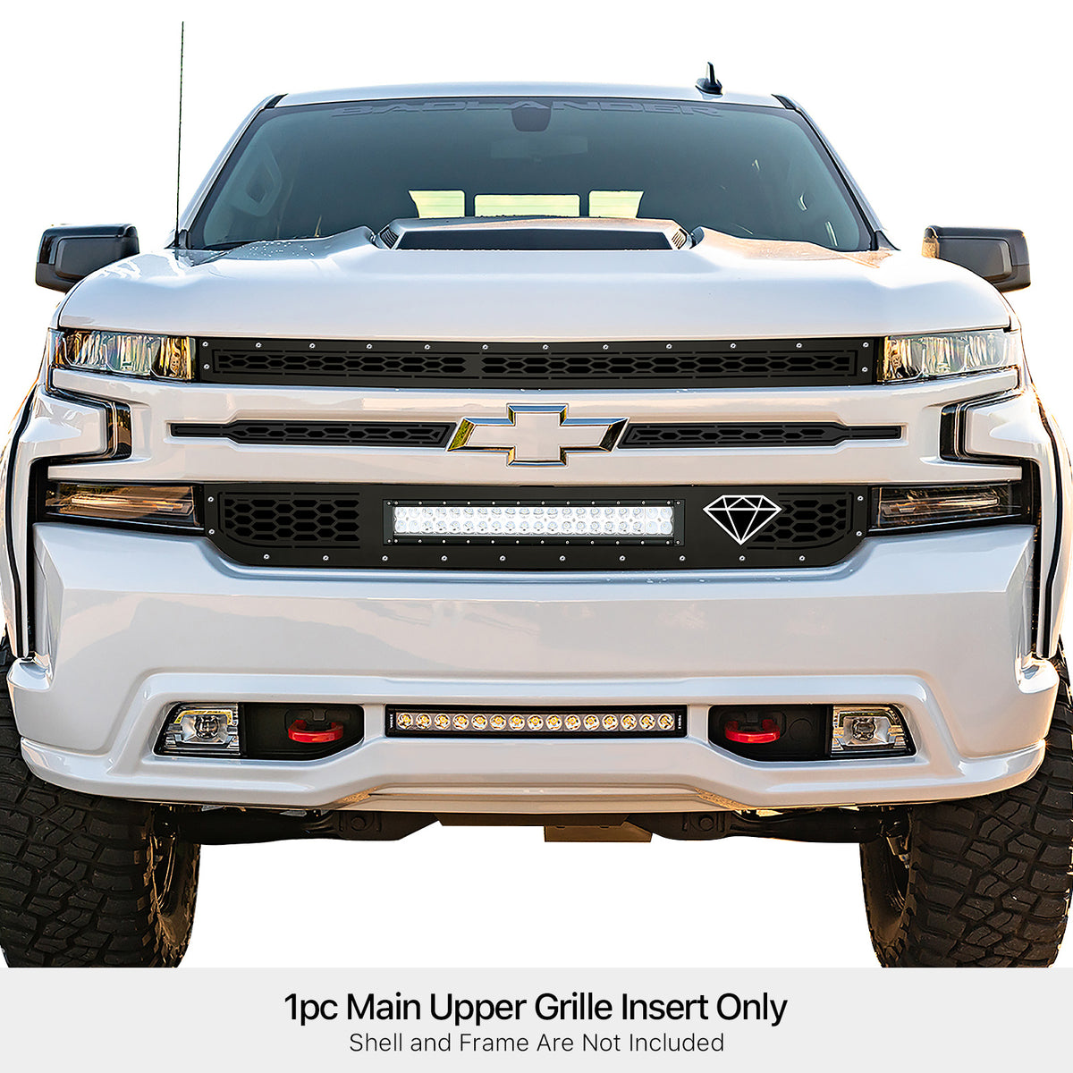 Stainless Steel Main Upper Sheet Grille 2019-2022 Chevy Silverado 1500 Not for Custom Trailboss/Custom/Work Truck GR03LEE55L
