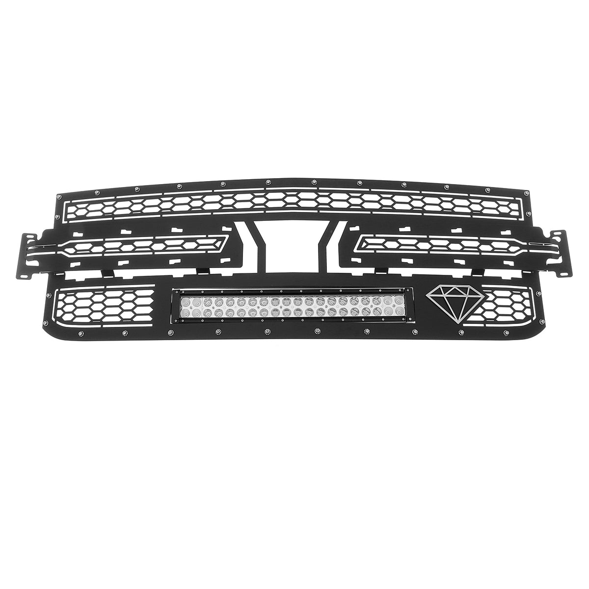 Stainless Steel Main Upper Sheet Grille 2019-2022 Chevy Silverado 1500 Not for Custom Trailboss/Custom/Work Truck GR03LEE55L