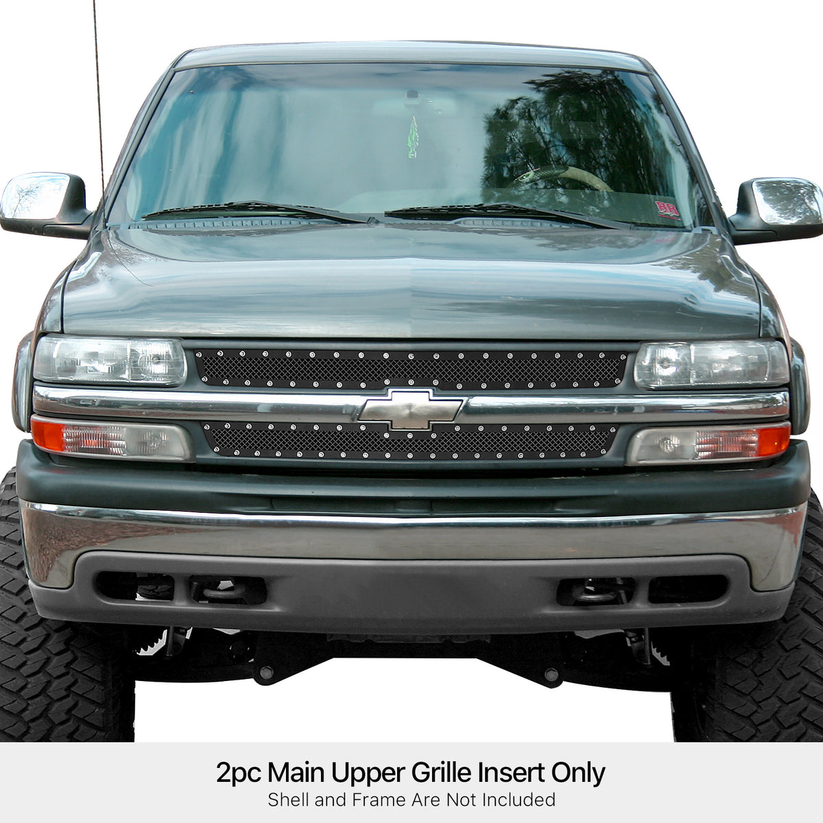 Stainless Steel Main Upper Rivet Grille 1999-2002 Chevy Silverado 1500/1500 HD/2500 /2000-2006 Chevy Suburban /2000-2006 Chevy Tahoe /1999-2000 Chevy Silverado 2500 HD/3500 GR03LEG01H