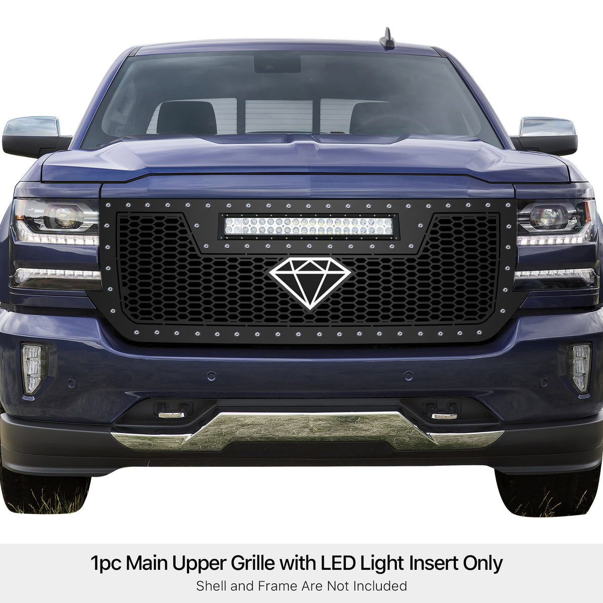 Stainless Steel Main Upper Sheet Grille 2016-2018 Chevy Silverado 1500 /2019 Chevy Silverado 1500 LD GR03LFC75L
