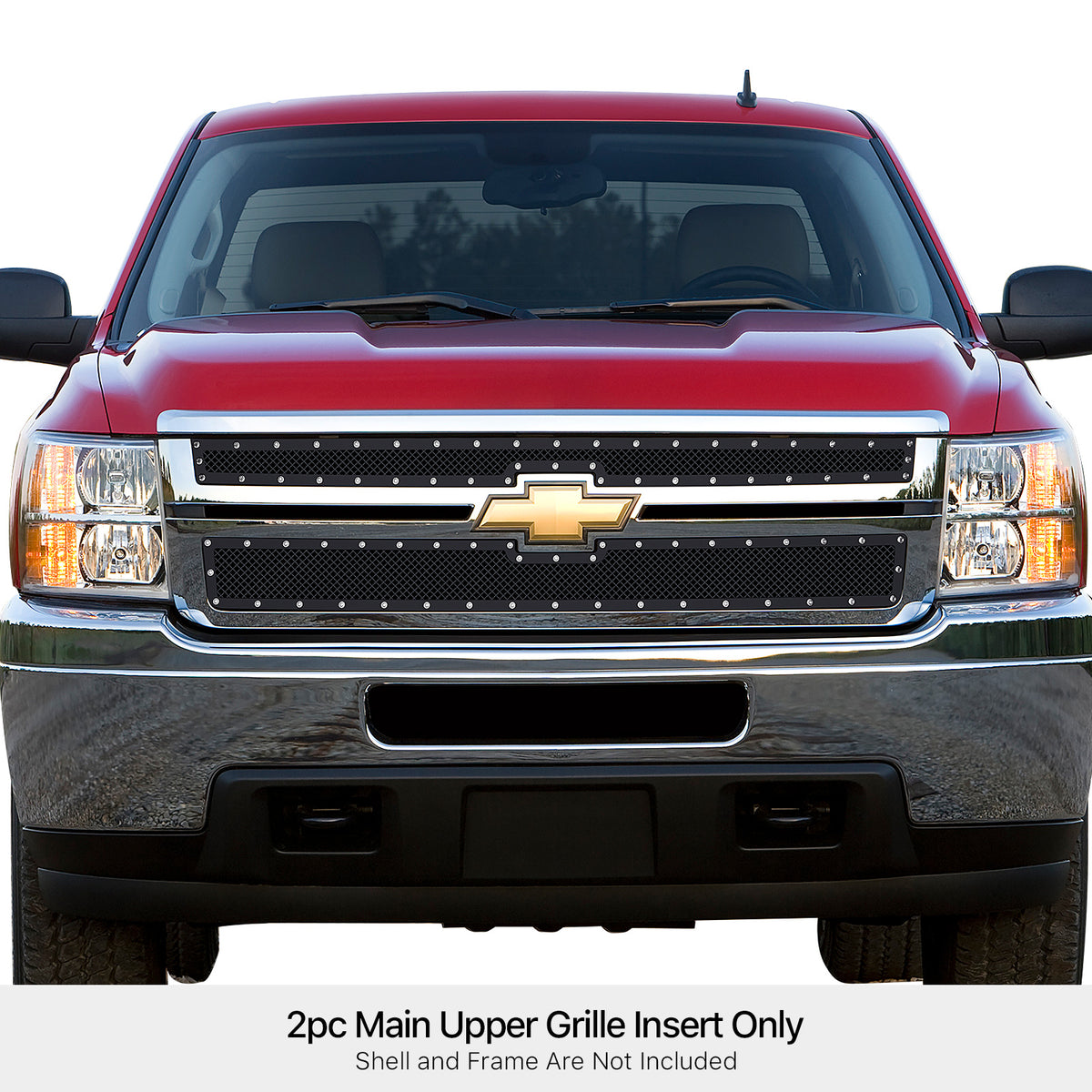 Stainless Steel Main Upper Rivet Grille 2011-2014 Chevy Silverado 2500 HD /2011-2014 Chevy Silverado 3500 HD GR03LFH31H