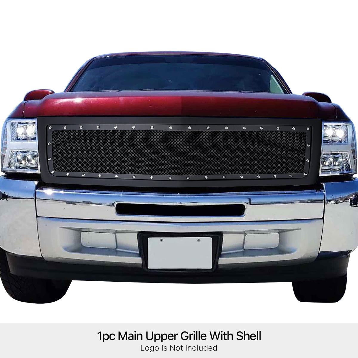 PE + Stainless Steel Main Upper Package Grille 2007-2013 Chevy Silverado 1500 (only for Models with logo height exceeding center bar) GR03PEG66H