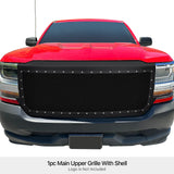PE + Stainless Steel Main Upper Package Grille 2016-2018 Chevy Silverado 1500 Not For Z71 and High Country Model (Incl. 2019 Silverado 1500 LD) GR03PFC60H