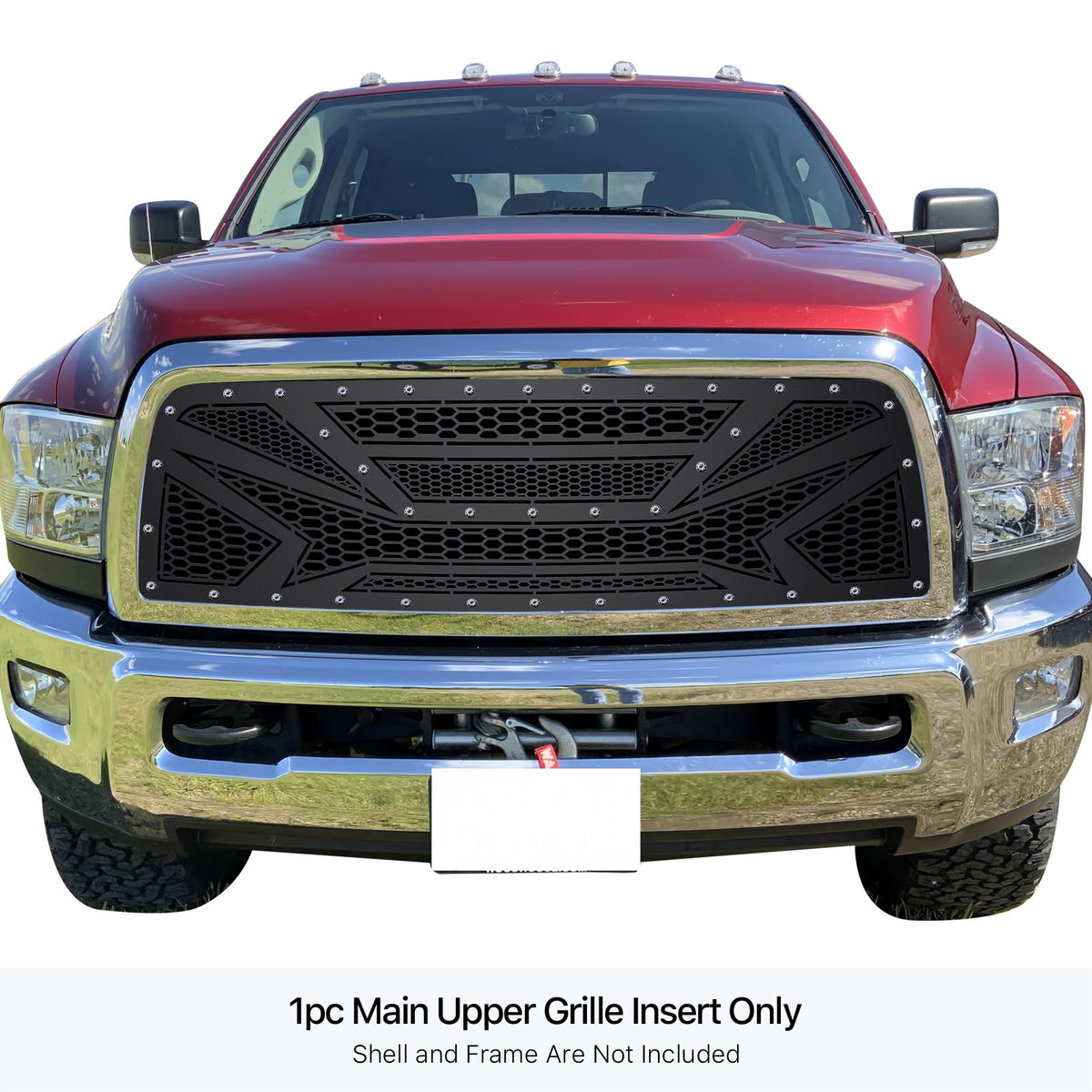 Stainless Steel Main Upper Sheet Grille 2010-2012 Dodge Ram 2500 Only Fit Recessed Center Vertical Bar/2010-2012 Dodge Ram 3500 Only Fit Recessed Center Vertical Bar GR04DEA68M