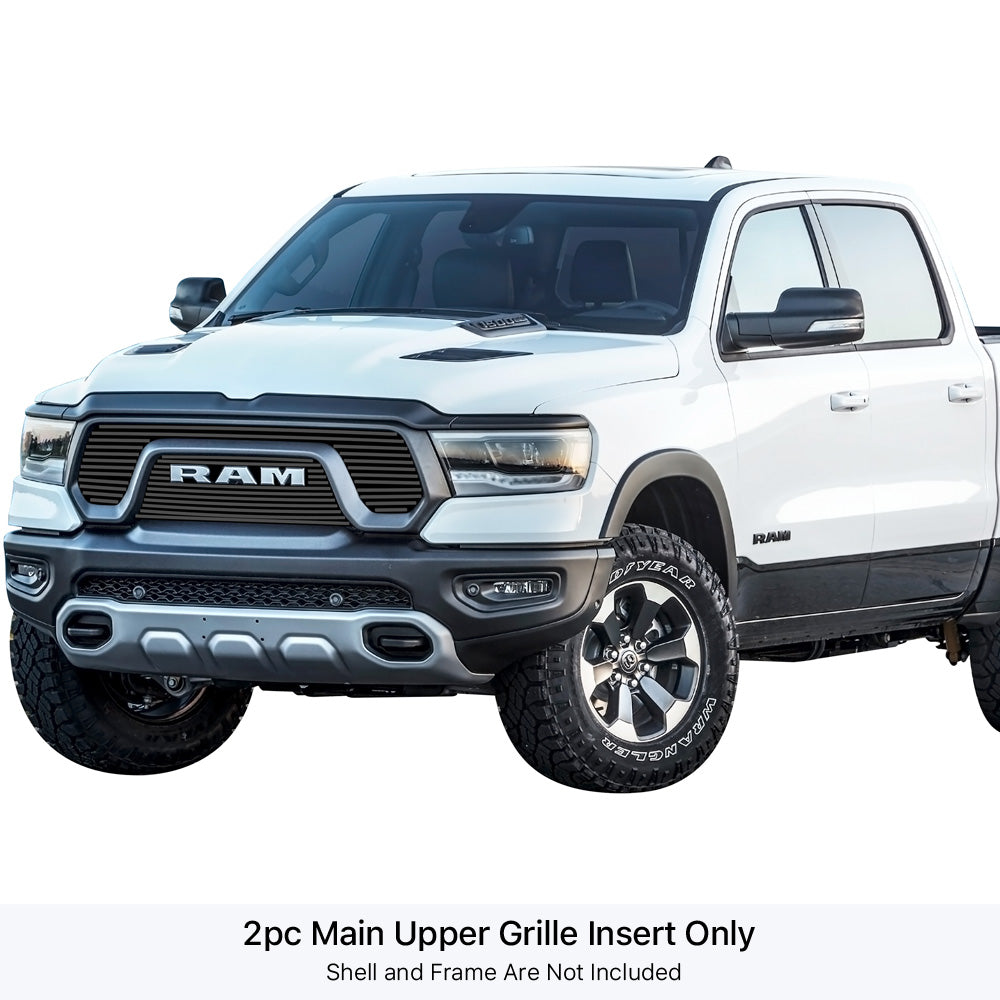 Stainless Steel Main Upper Black Stainless Steel Billet Grille 2019-2024 Ram 1500 Rebel GR04FEB03J