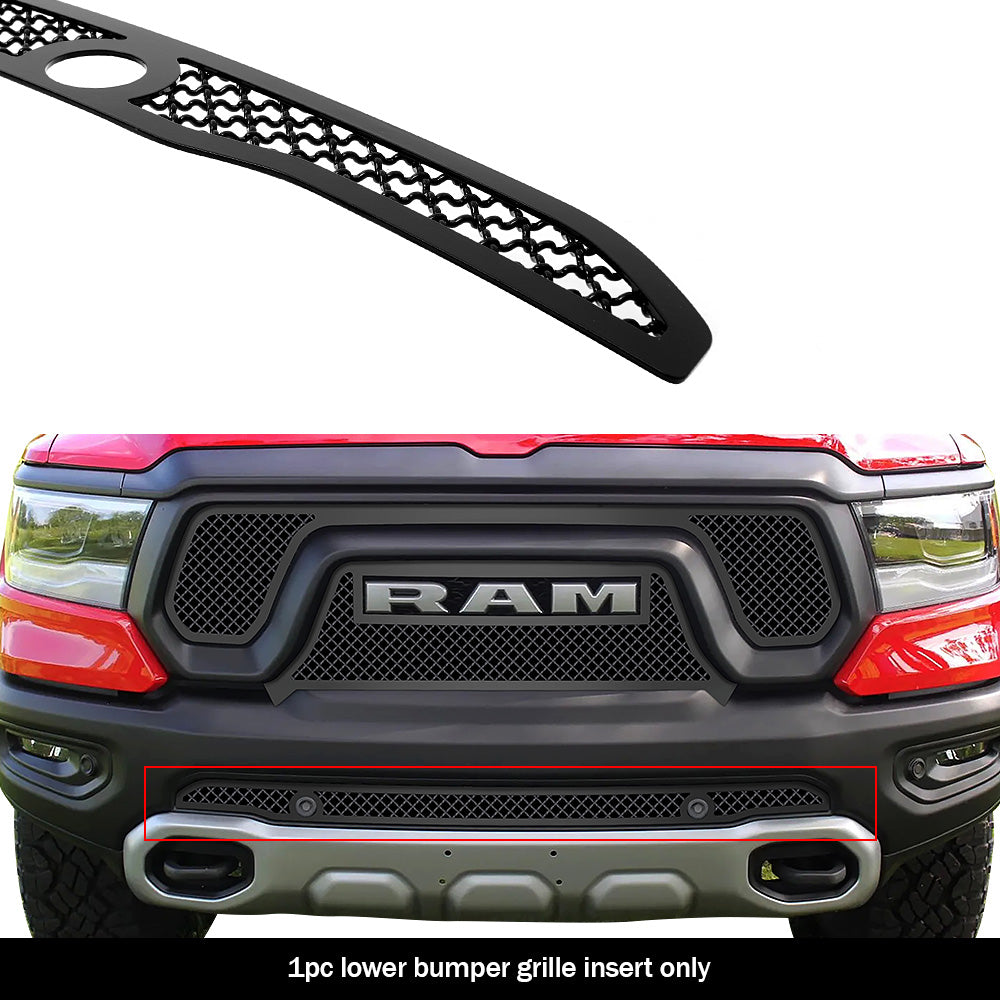 Stainless Steel Lower Bumper Black Wire Mesh Grille 2019-2024 Ram 1500 Rebel with front sensor/ 2021-2024 Ram 1500 TRX with front sensor GR04GEB05K