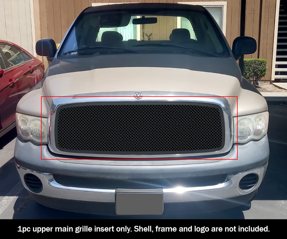 Stainless Steel Main Upper Black Wire Mesh Grille 2002-2005 Dodge Ram 1500 /2002-2005 Dodge Ram 2500 /2002-2005 Dodge Ram 3500 GR04GEB75H