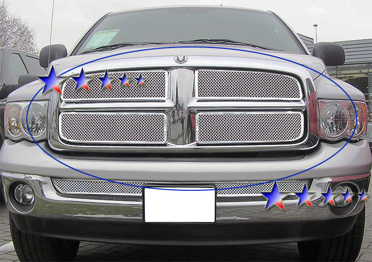 Stainless Steel Main Upper Mesh Grille 2002-2005 Dodge Ram GR04GEG20T