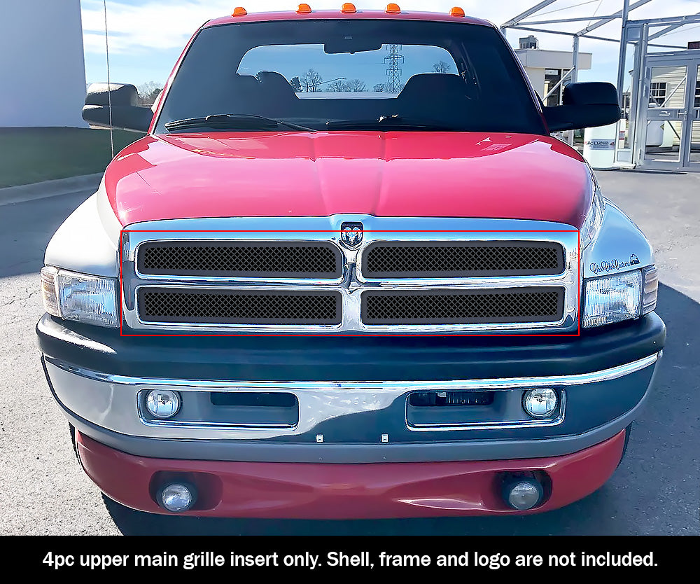Stainless Steel Main Upper Black Wire Mesh Grille 1994-2001 Dodge Ram Not For Sport GR04GEG21H