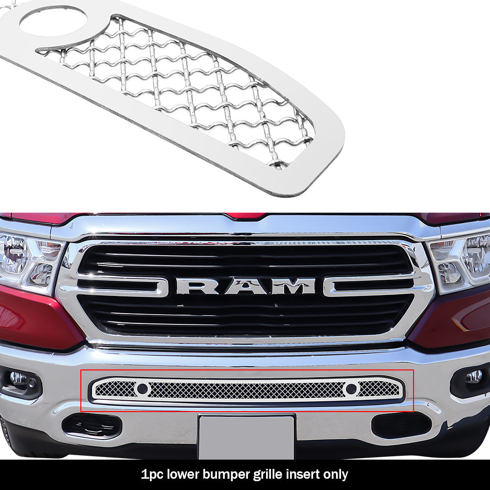 Stainless Steel Lower Bumper Mesh Grille 2019-2024 Ram 1500 With Sensor (Excl. 19-23 Ram 1500 Classic, Excl. Rebel And TRX) GR04GEJ21S
