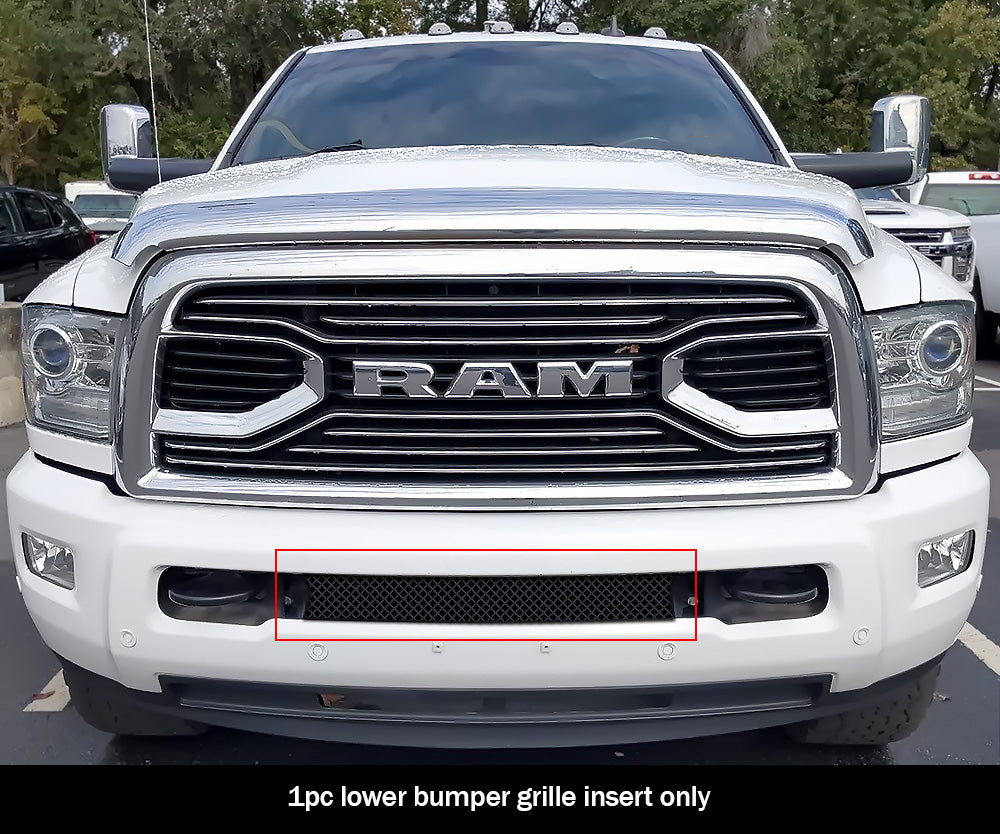 Stainless Steel Lower Bumper Black Wire Mesh Grille 2010-2018 Ram 2500 Tow Hook Show/ 2010-2018 Ram 3500 Tow Hook Show GR04GFC32G