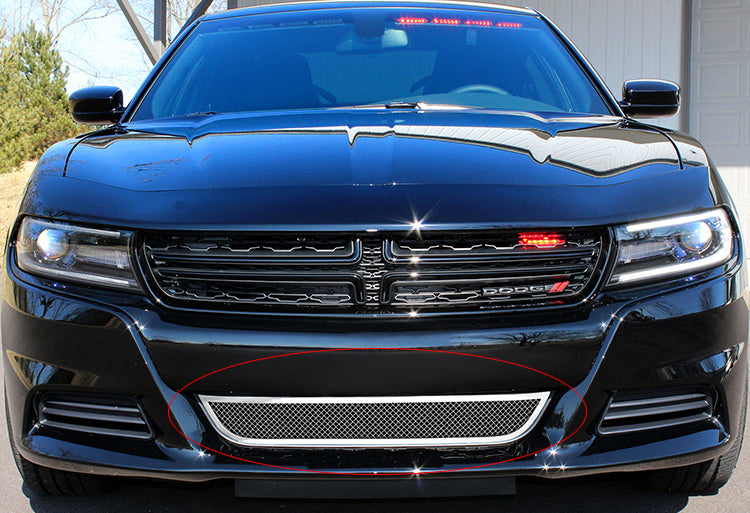 Stainless Steel Lower Bumper Mesh Grille 2015-2018 Dodge Charger Without Adaptive Cruise Control (Not for Daytona and RT SCAT Pack and SRT)/2019-2023 Dodge Charger Without Adaptive Cruise Control Only for SXT GR04GFC46T
