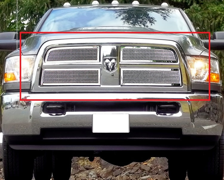 Stainless Steel Main Upper Mesh Grille 2010-2012 Ram 2500 Not For Laramie Package/2010-2012 Ram 3500 Not For Laramie Package GR04GFH64T