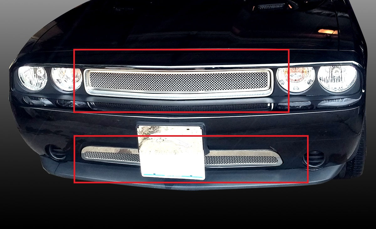 Stainless Steel Main Upper + Lower Bumper Mesh Grille 2009-2010 Dodge Challenger GR04GGG28T