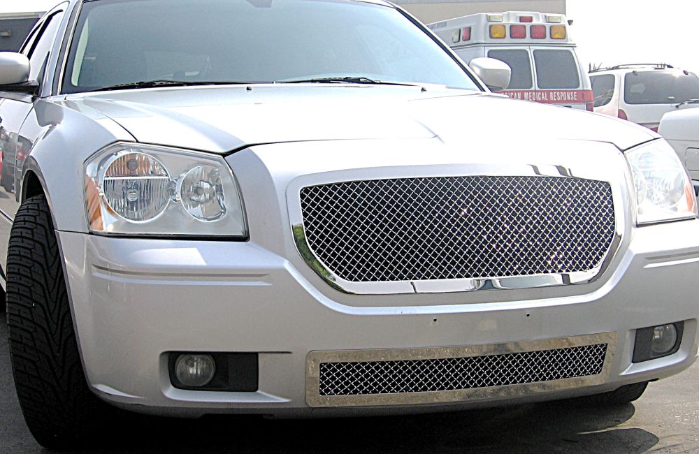 Stainless Steel Main Upper + Lower Bumper Mesh Grille 2005-2007 Dodge Magnum GR04GGH70S