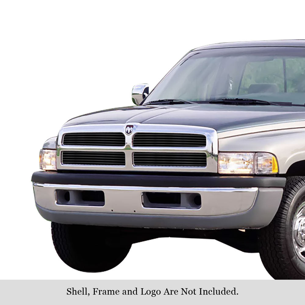 Stainless Steel Main Upper Black Stainless Steel Billet Grille 1994-2001 Dodge Ram Not For Sport GR04HEJ30J