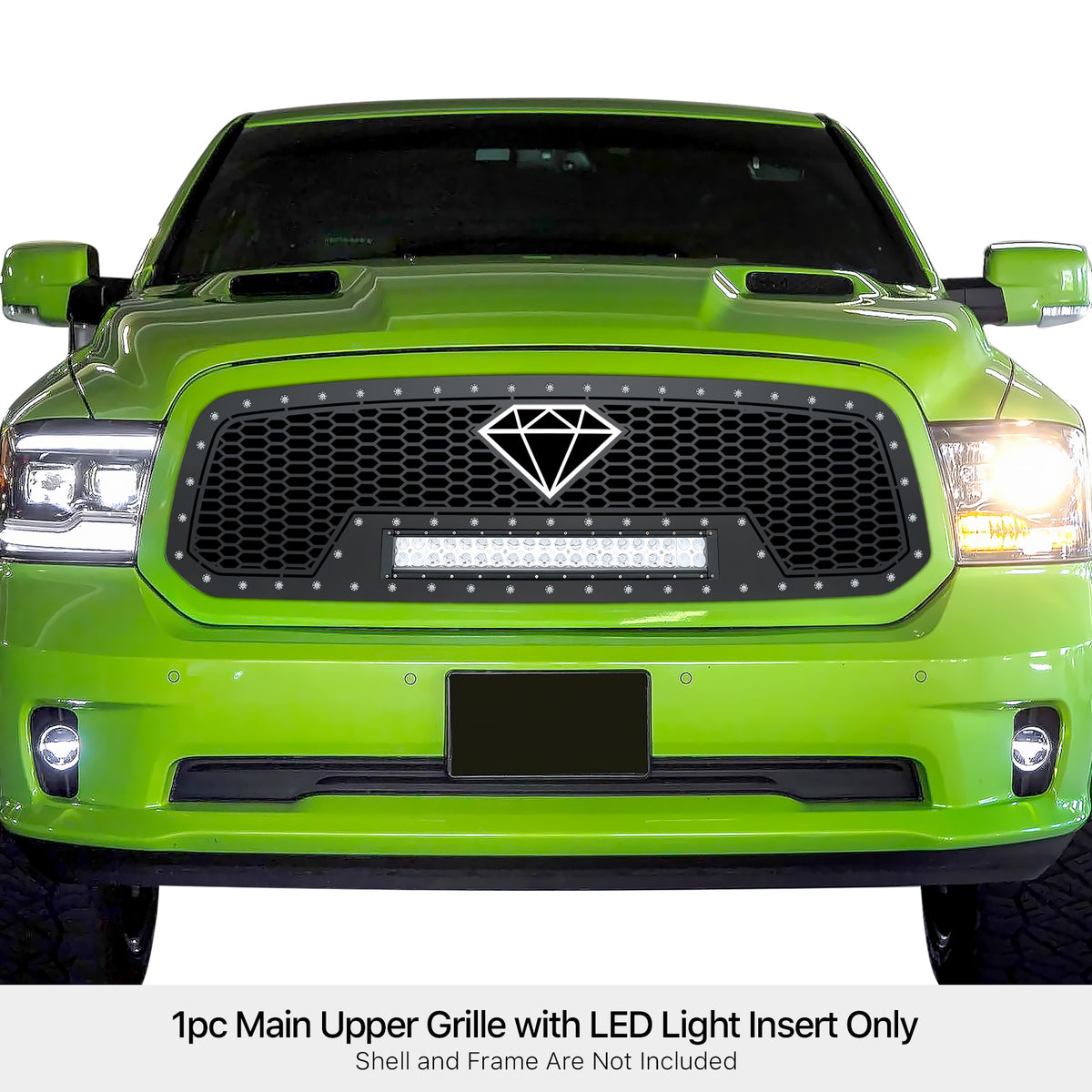 Stainless Steel Main Upper Sheet Grille 2013-2017 Ram 1500 Not For Rebel/2018 Ram 1500 Not For Rebel & Sport & Laramie Longhorn & Laramie Limited/2019-2021 Ram 1500 Classic Only GR04LEI86L