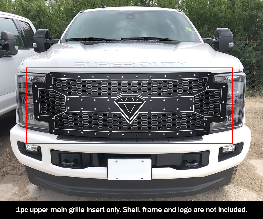 Stainless Steel Main Upper Sheet Grille 2017-2019 Ford F-250 Without Front Camera/2017-2019 Ford F-350 Without Front Camera/2017-2019 Ford F-450 Without Front Camera/2017-2019 Ford F-550 Without Front Camera GR06DFC63D