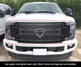 Stainless Steel Main Upper Sheet Grille 2017-2019 Ford F-250 Without Front Camera/2017-2019 Ford F-350 Without Front Camera/2017-2019 Ford F-450 Without Front Camera/2017-2019 Ford F-550 Without Front Camera GR06DFC63D