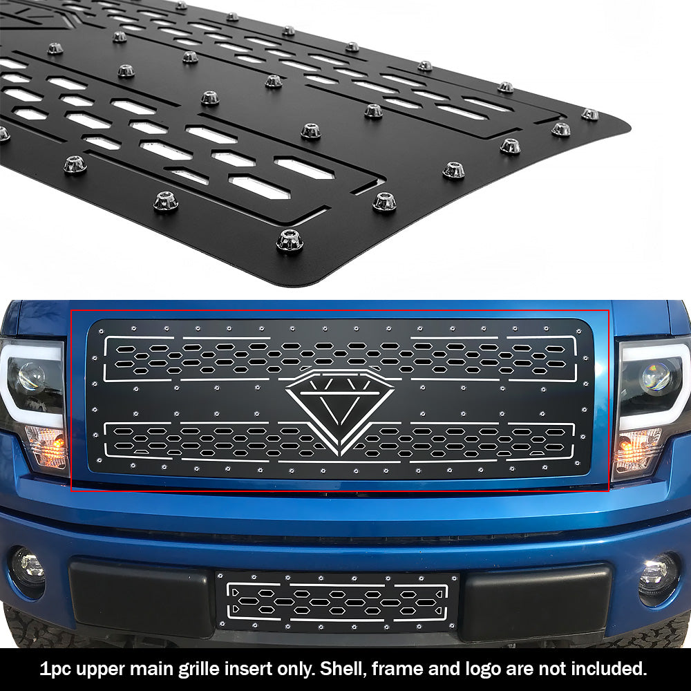 Stainless Steel Main Upper Sheet Grille 2009-2014 Ford F-150 All Model/Not For Raptor GR06DFF32D