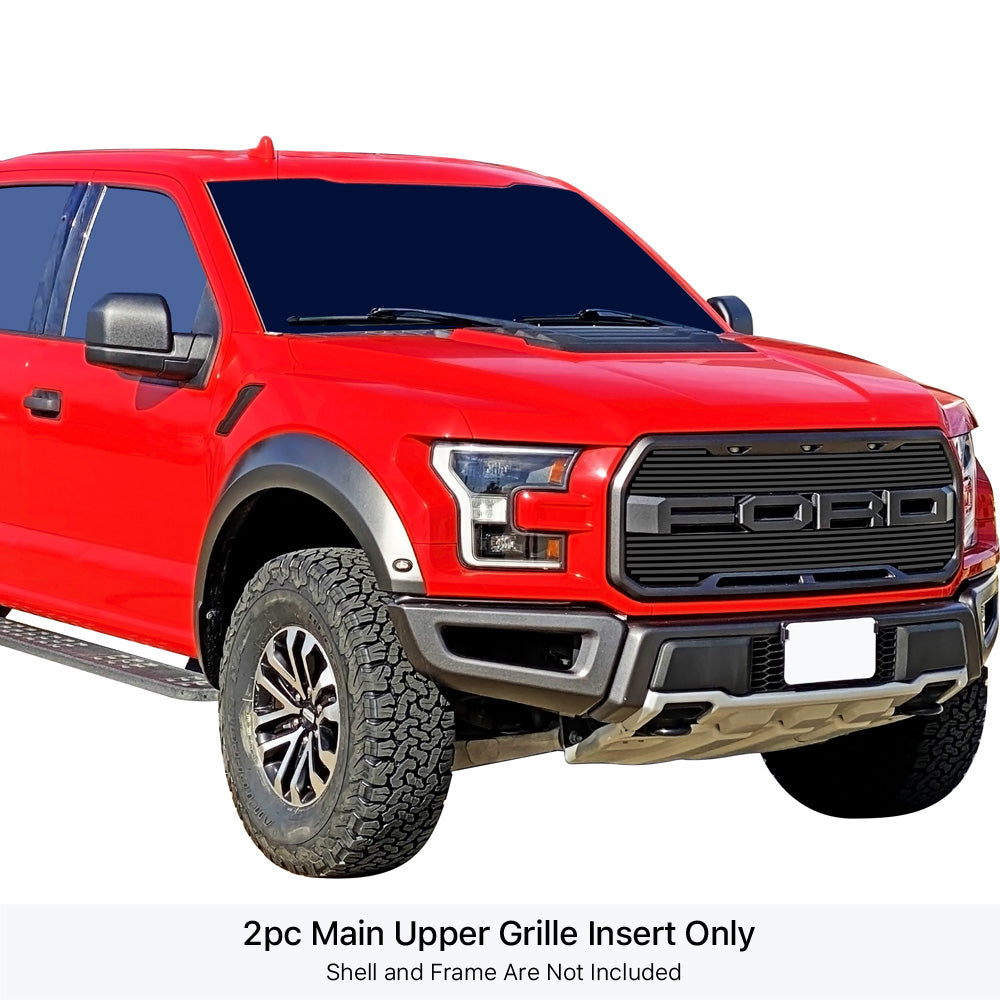 Stainless Steel Main Upper Black Stainless Steel Billet Grille 2017-2020 Ford F-150 Raptor GR06FEA54J