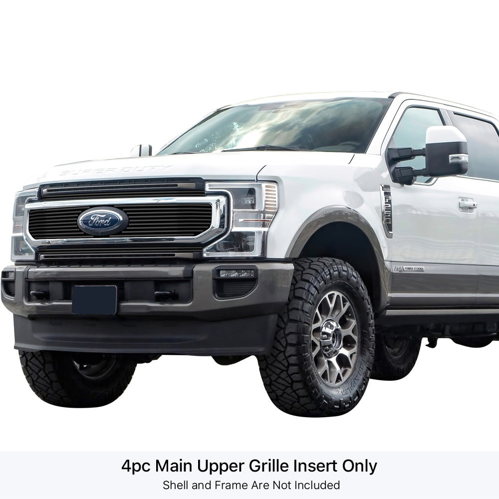 Stainless Steel Main Upper Black Stainless Steel Billet Grille 2020-2022 Ford F-250 King Ranch/ 2020-2022 Ford F-250 Platinum/ 2020-2022 Ford F-350 King Ranch/ 2020-2022 Ford F-350 Platinum GR06FEA96J