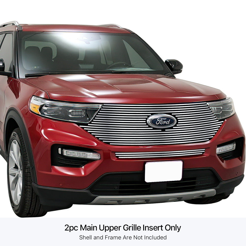 Stainless Steel Main Upper Stainless Steel Billet Grille 2020-2024 Ford Explorer Platinum & ST & ST-Line GR06FEB85S