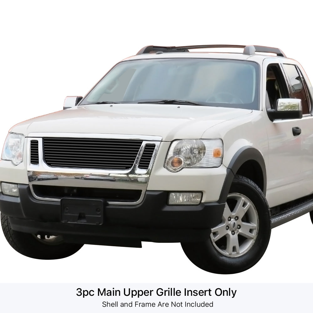 Stainless Steel Main Upper Black Stainless Steel Billet Grille 2007-2010 Ford Explorer Sport Trac  Not For Adrenalin GR06FEE28J