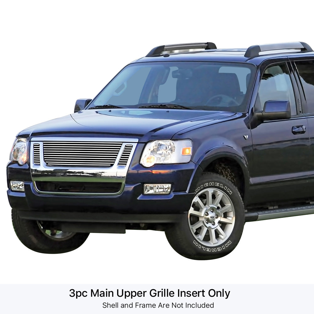 Stainless Steel Main Upper Stainless Steel Billet Grille 2007-2010 Ford Explorer Sport Trac  Not For Adrenalin GR06FEE28S