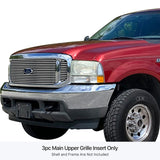 Stainless Steel Main Upper Stainless Steel Billet Grille 2000-2004 Ford Excursion With Logo Show GR06FEG07S