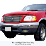 Stainless Steel Main Upper Stainless Steel Billet Grille 1999-2003 Ford F-150 Honeycomb Style With Logo Show/1999-2003 Ford F-150 Harley Davidson Honeycomb Style With Logo Show/1999-2003 Ford F-150 Lightning Honeycomb Style With Logo Show GR06FEG22S