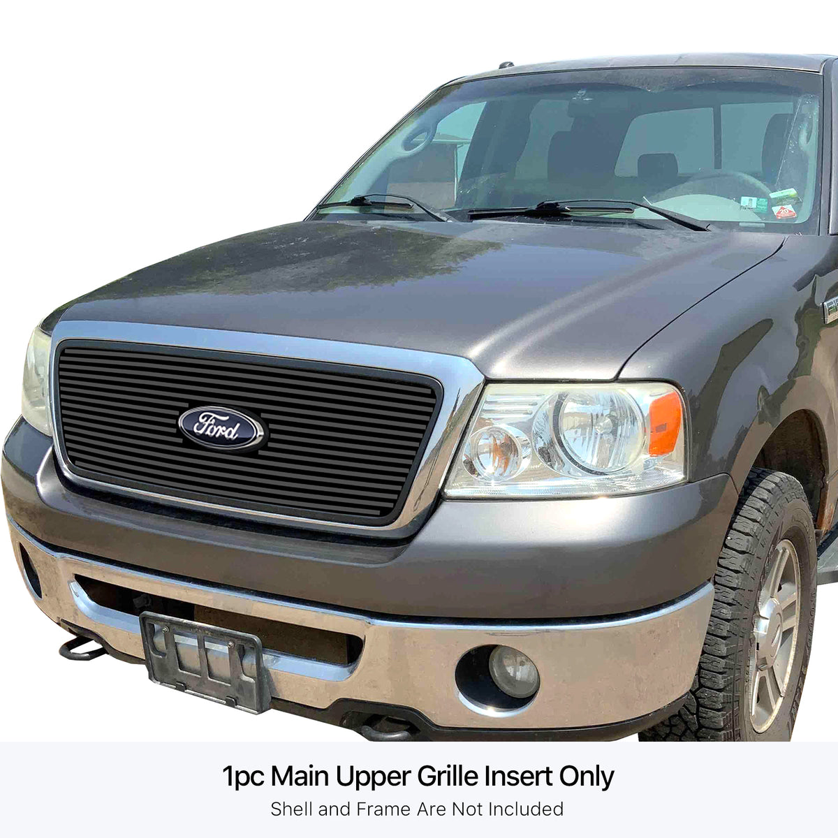 Stainless Steel Main Upper Black Stainless Steel Billet Grille 2004-2008 Ford F-150 Honeycomb Style With Logo Show Not For FX2/FX4 and King Ranch Model GR06FEG27J