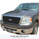 Stainless Steel Main Upper Black Stainless Steel Billet Grille 2004-2008 Ford F-150 Honeycomb Style With Logo Show Not For FX2/FX4 and King Ranch Model GR06FEG27J