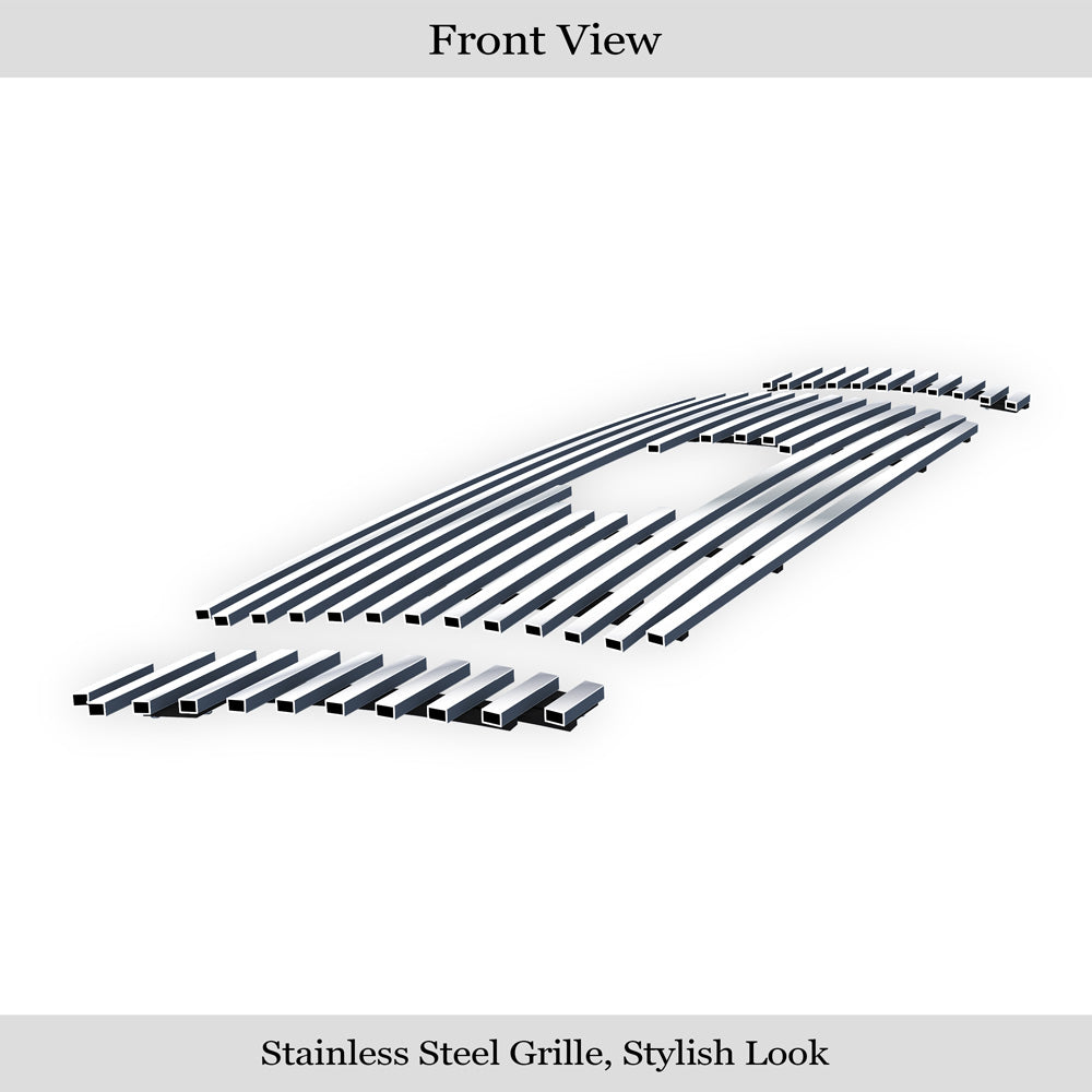 Stainless Steel Main Upper Stainless Steel Billet Grille 2004-2005 Ford Ranger 4WD FX4  Bar Only Not For Ranger Edge, With Logo Show GR06FEG36S
