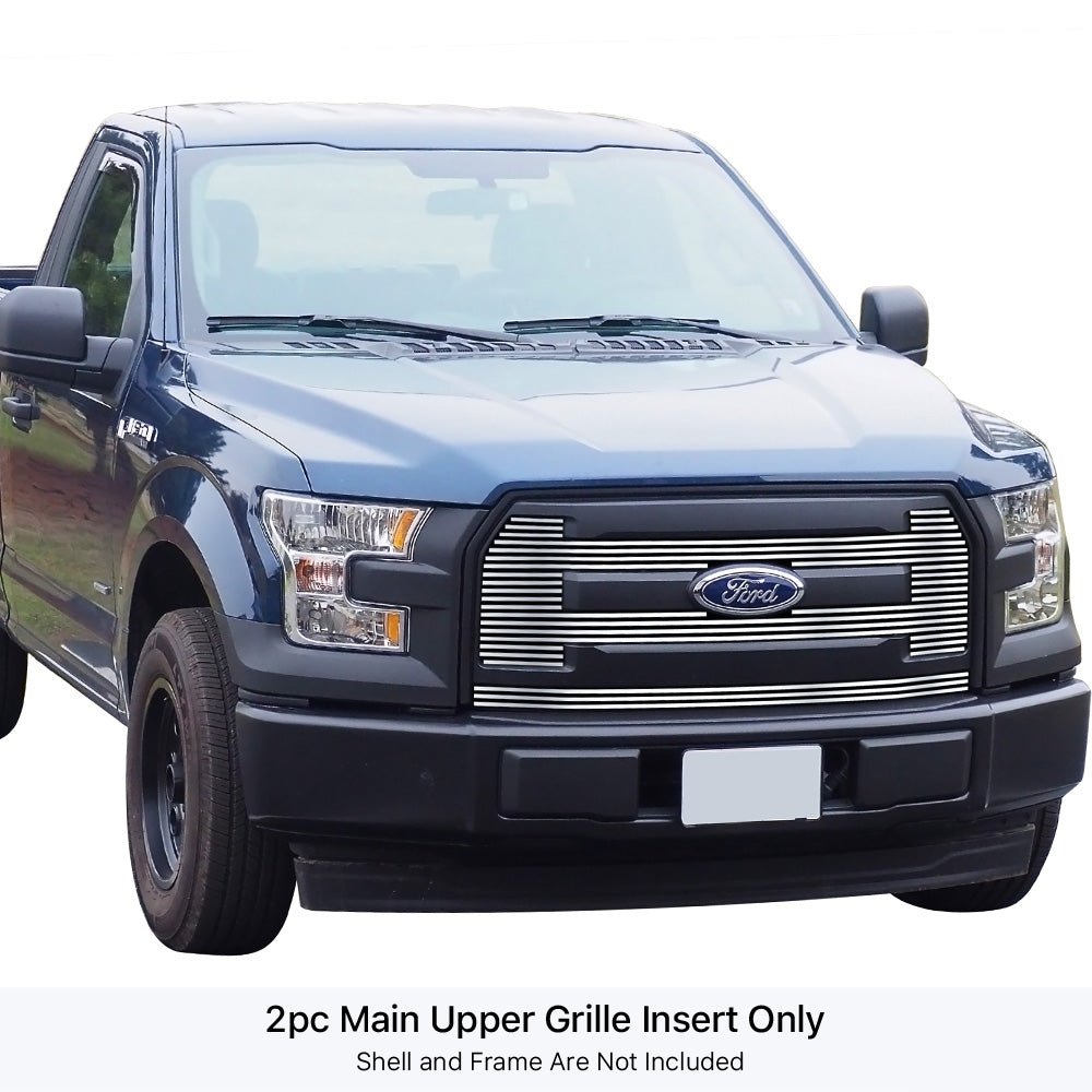 Stainless Steel Main Upper Stainless Steel Billet Grille 2015-2017 Ford F-150 XL GR06FFC11S