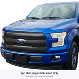 Stainless Steel Main Upper Black Stainless Steel Billet Grille 2015-2017 Ford F-150 Lariat Without Front Camera/2015-2017 Ford F-150 King Ranch Without Front Camera GR06FFC12J