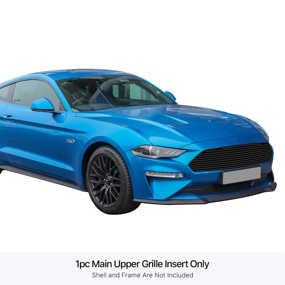 Stainless Steel Main Upper Black Stainless Steel Billet Grille 2018-2022 Ford Mustang Only for V8 GT Models GR06FFD08J