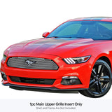 Stainless Steel Main Upper Stainless Steel Billet Grille 2015-2017 Ford Mustang Only for V6 Base Models with logo show GR06FFD45S