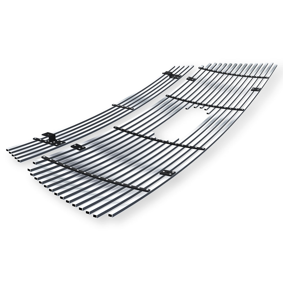Stainless Steel Main Upper + Lower Bumper Stainless Steel Billet Grille 2006-2008 Ford F-150 Honeycomb Style With Logo Show Not For FX2/FX4 and King Ranch Model GR06FGH58S