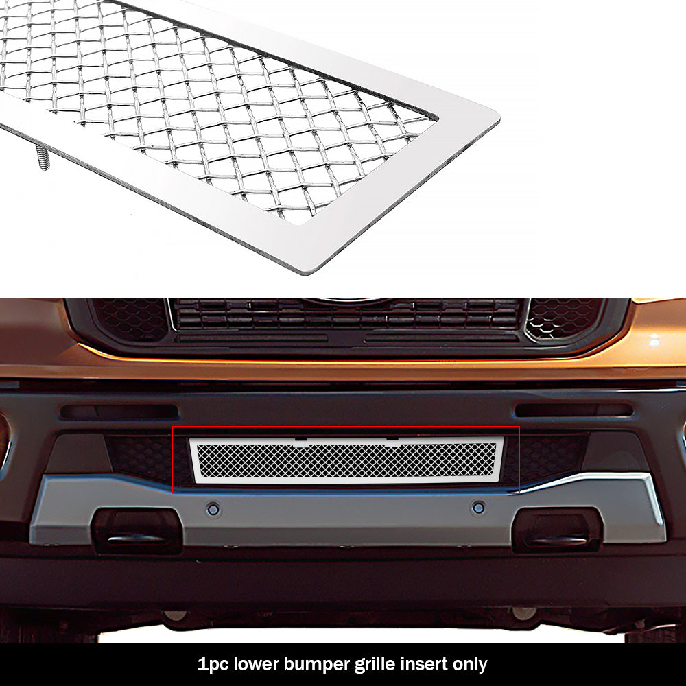 Stainless Steel Lower Bumper Mesh Grille 2019-2023 Ford Ranger Without Adaptive Cruise Control GR06GEA90T