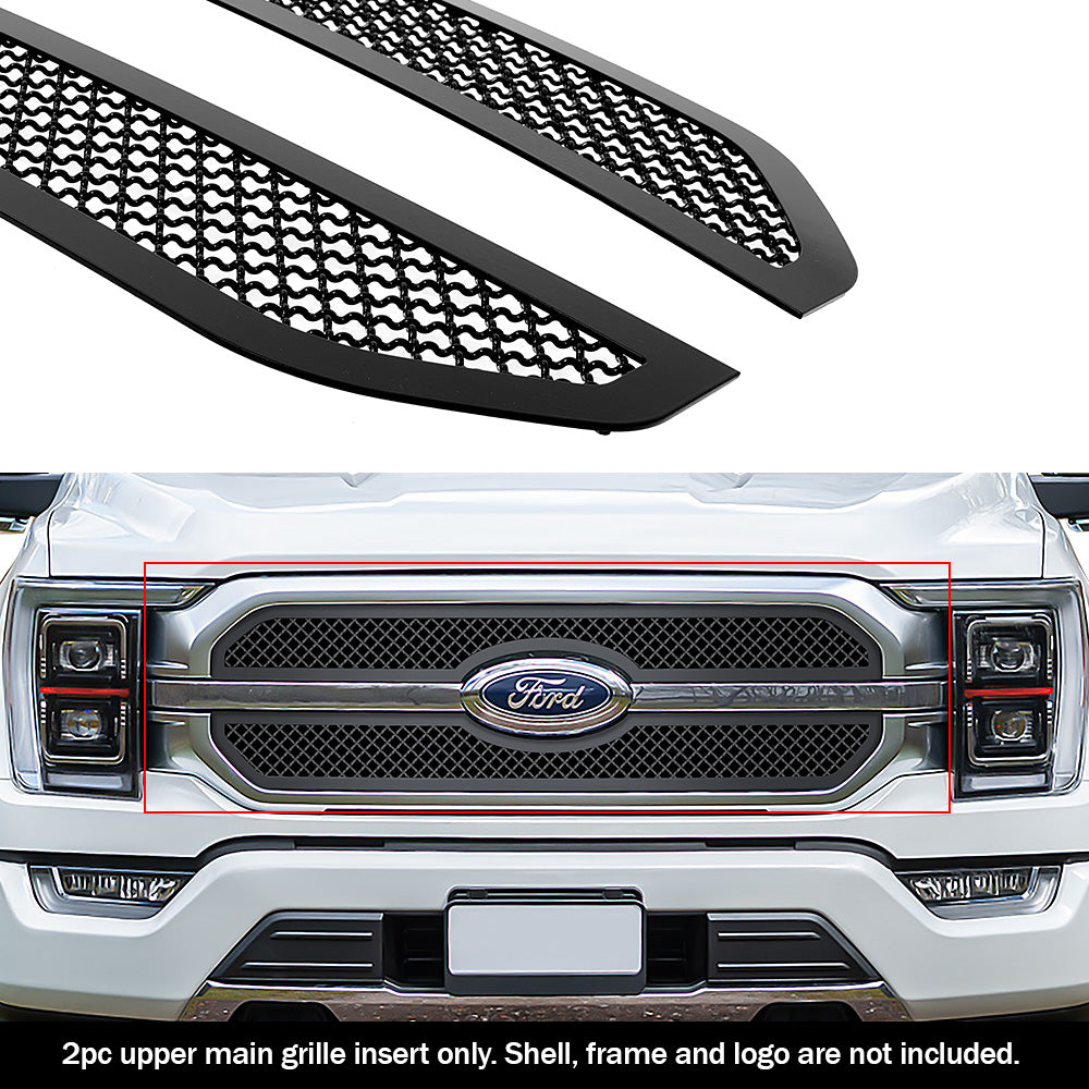 Stainless Steel Main Upper Black Wire Mesh Grille 2021-2023 Ford F-150 King Ranch/Platinum GR06GEA95K