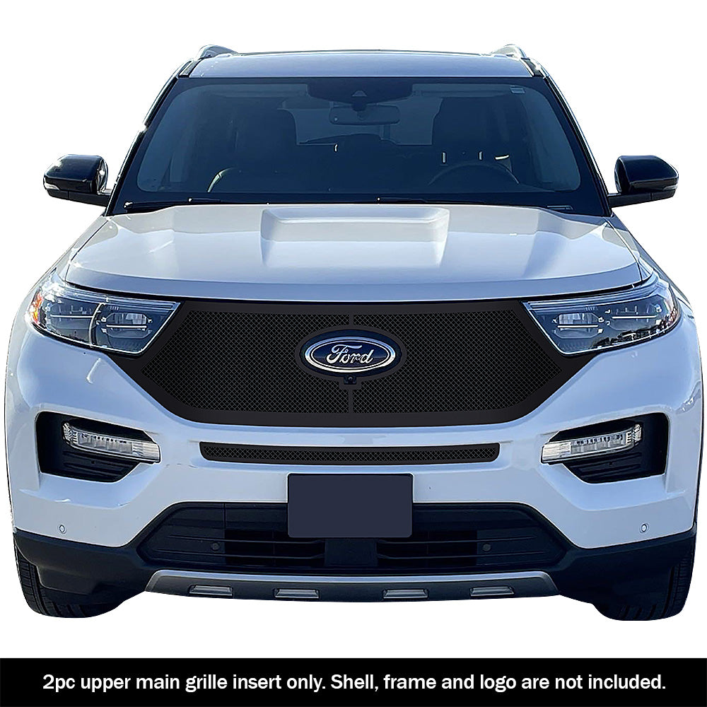 Stainless Steel Main Upper Black Wire Mesh Grille 2020-2024 Ford Explorer King Ranch & Limited & XLT GR06GEB84H