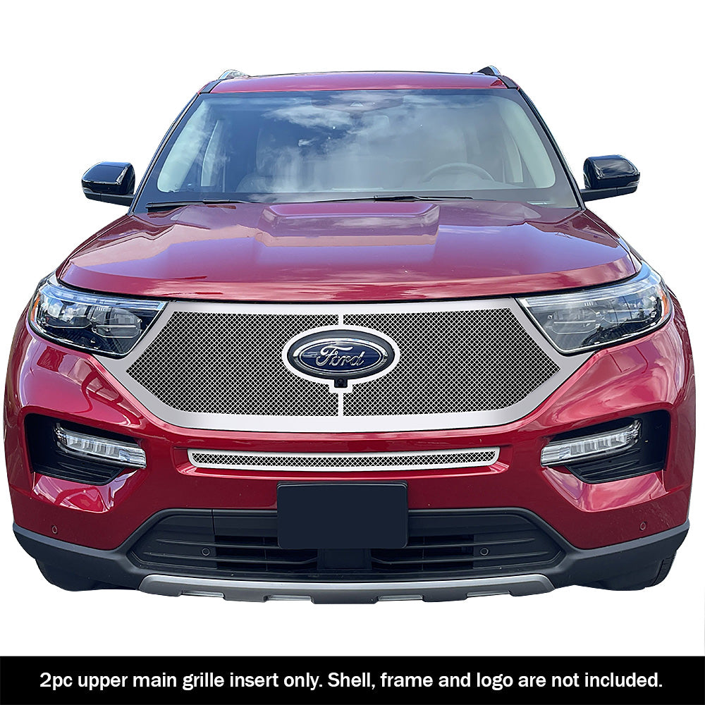 Stainless Steel Main Upper Mesh Grille 2020-2024 Ford Explorer King Ranch & Limited & XLT GR06GEB84T