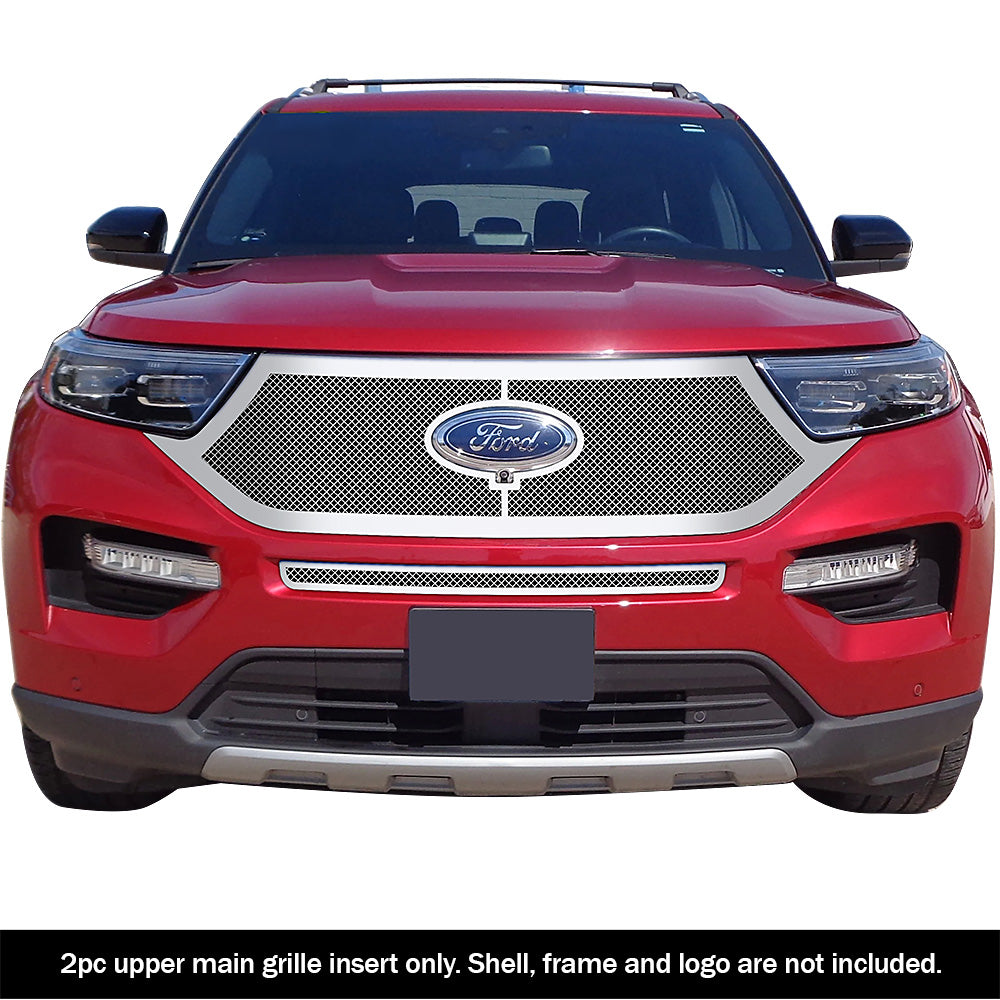 Stainless Steel Main Upper Mesh Grille 2020-2024 Ford Explorer Platinum & ST & ST-Line GR06GEB85T