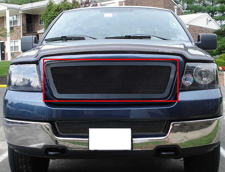 Stainless Steel Main Upper Black Wire Mesh Grille 2004-2008 Ford F-150 (Not For FX2 Model) GR06GEC50H