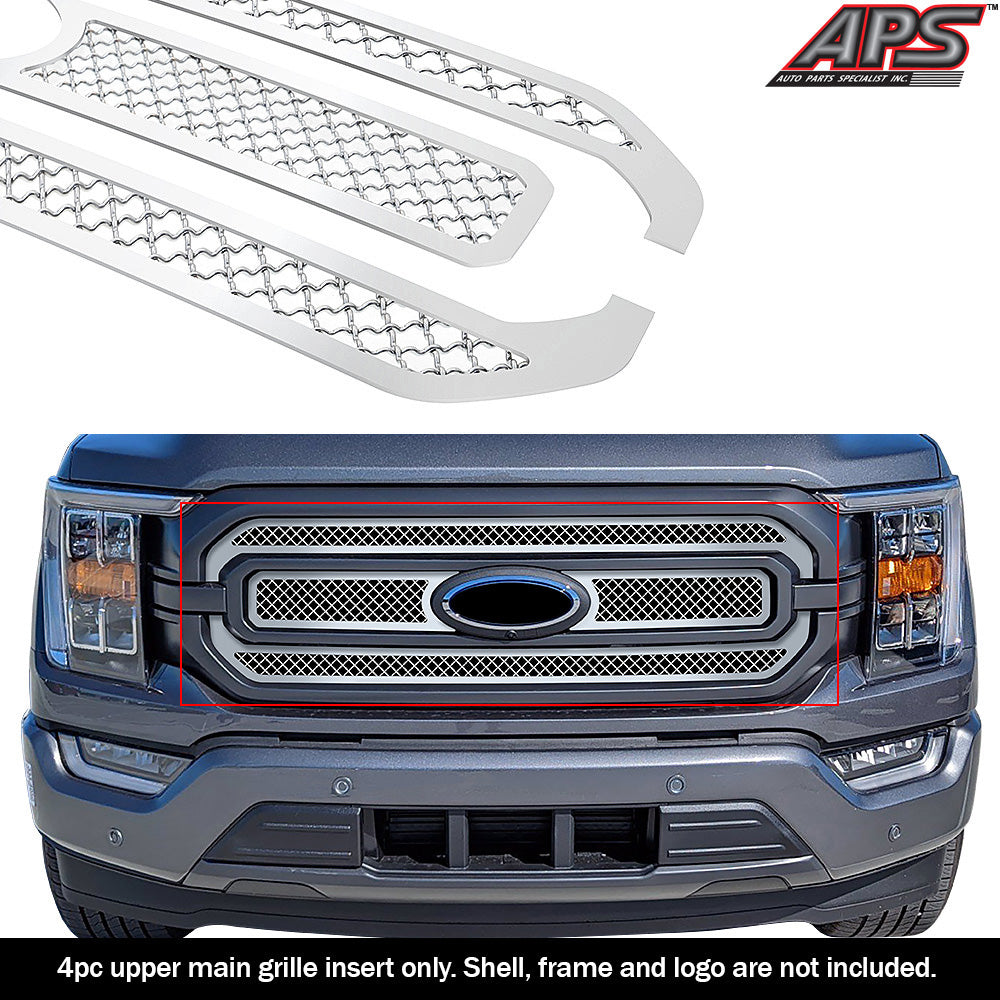 Stainless Steel Main Upper Mesh Grille 2021-2023 Ford F-150 XL/ 2021-2023 Ford F-150 XLT GR06GEJ77S