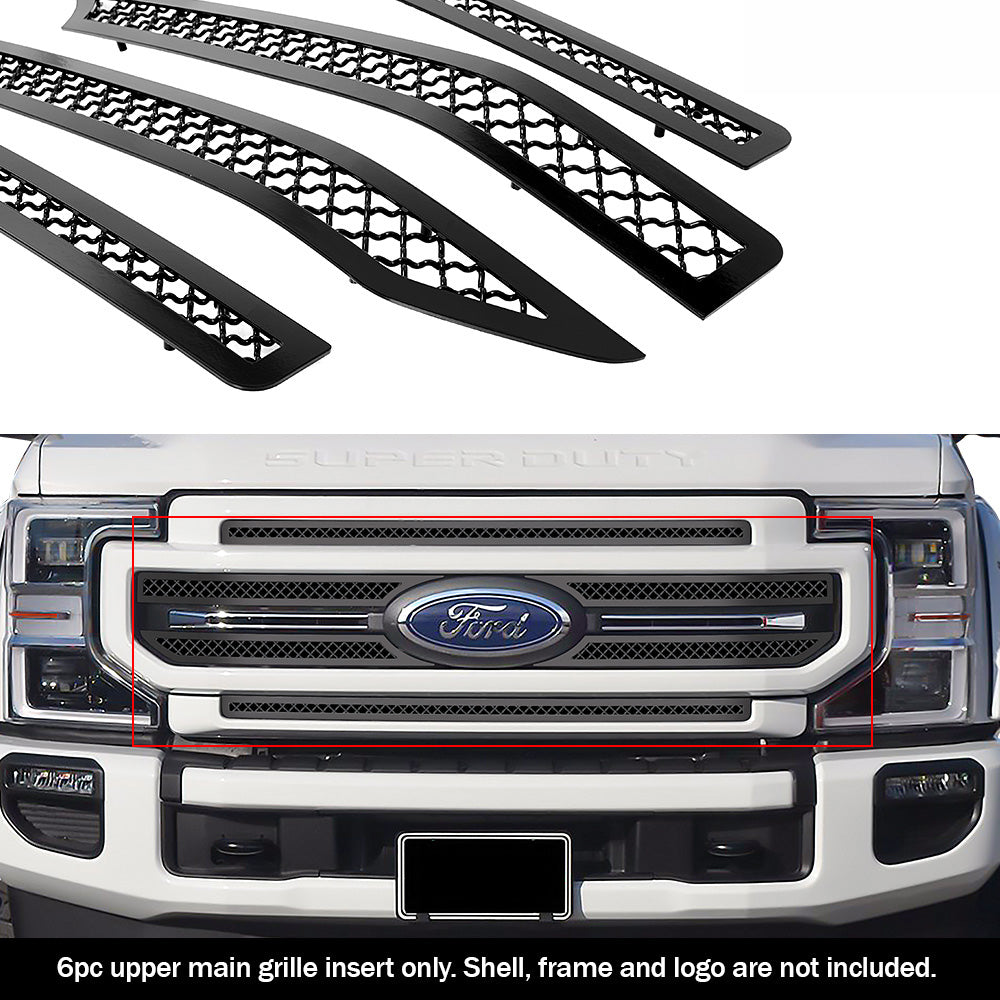 Stainless Steel Main Upper Black Wire Mesh Grille 2020-2022 Ford F-250 Lariat/ 2020-2022 Ford F-350 Lariat GR06GEJ80K