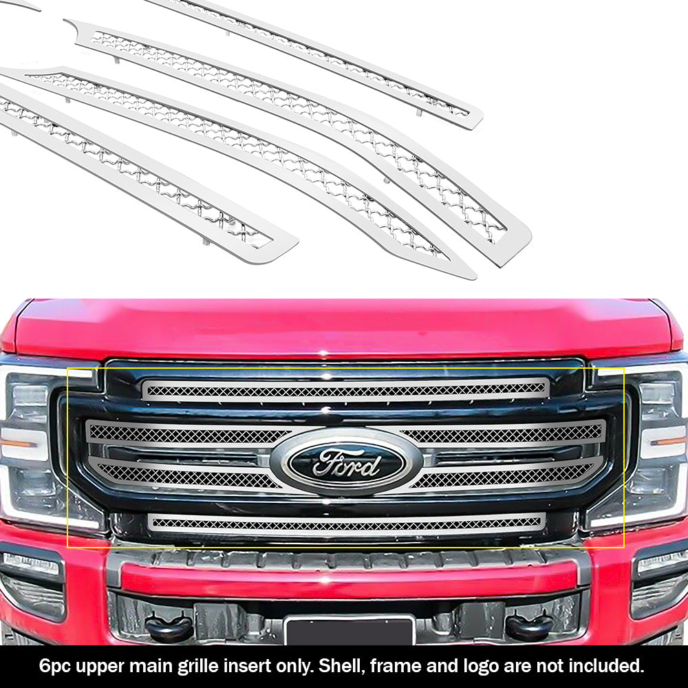 Stainless Steel Main Upper Mesh Grille 2020-2022 Ford F-250 Lariat/ 2020-2022 Ford F-350 Lariat GR06GEJ80S